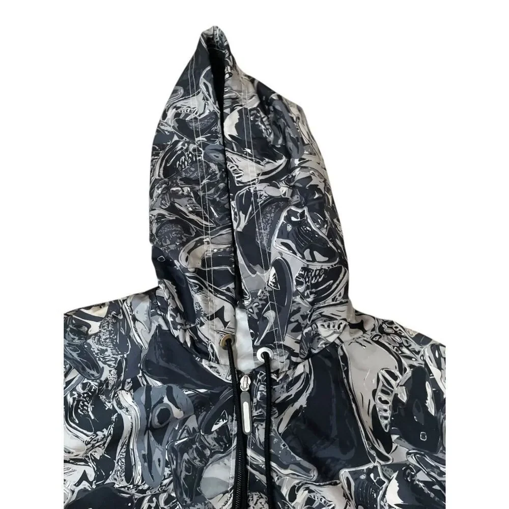 Jordan Technicolor All Over Print Jacket  Black White Full Zip Hoodie Men's sz M